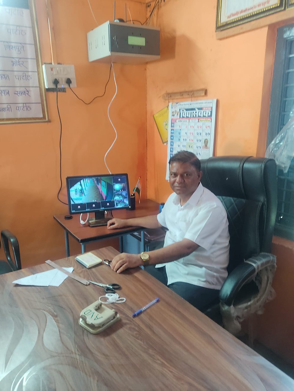 Live CCTV camera feed monitor installed at Adarsha Vidya Mandir, Dakiwali